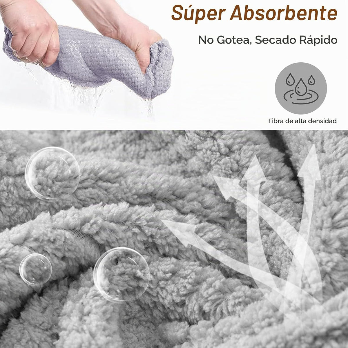 Kldnkig Toalla Envolvente de Microfibra para el Cabello, Paquete de...