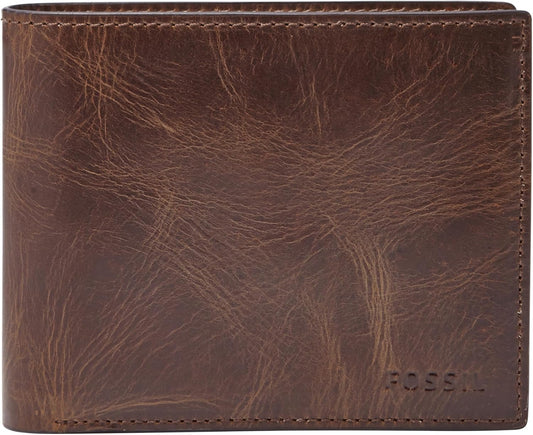 Cartera de piel Fossil para hombre, Derrick, plegable, con bloqueo...