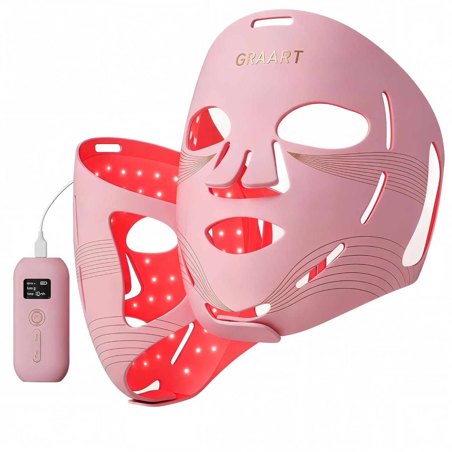 Graart Terapia de luz roja para cara y mandíbula, mascarilla 4D apr...