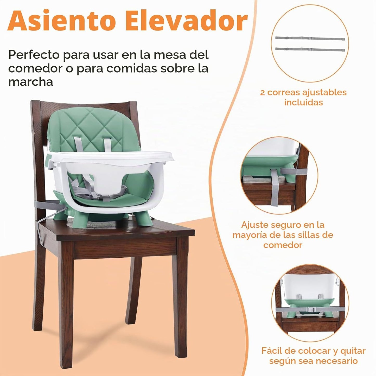 Babyliebe Silla alta para bebé, silla alta de madera convertible 8...
