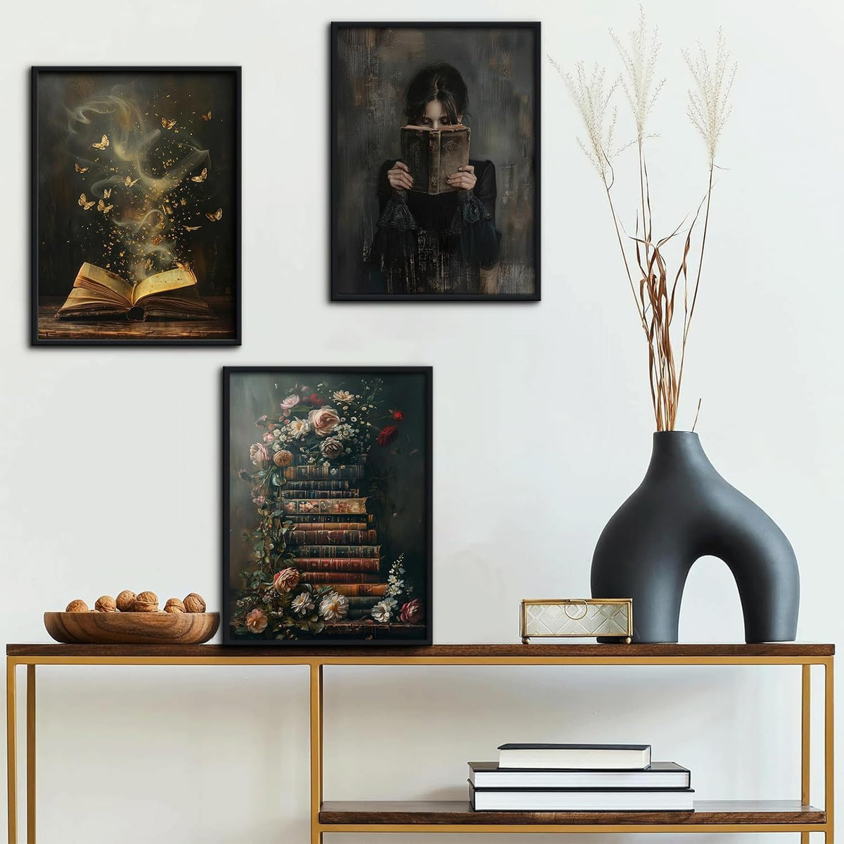 3 piezas de arte de pared de lectura para mujer, estilo victoriano,...