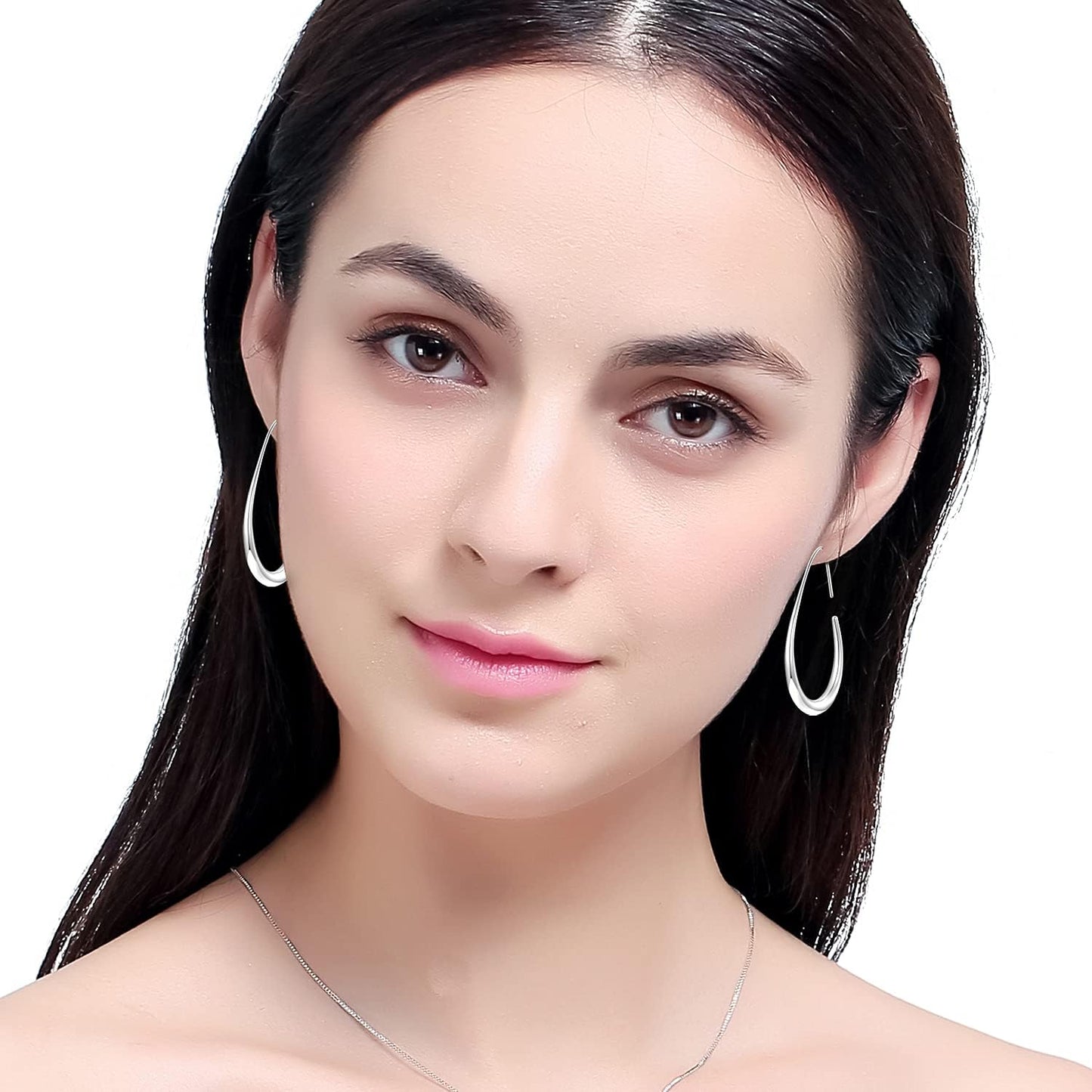 Aretes de aro ligeros con forma de lágrima para mujer, chapados en...