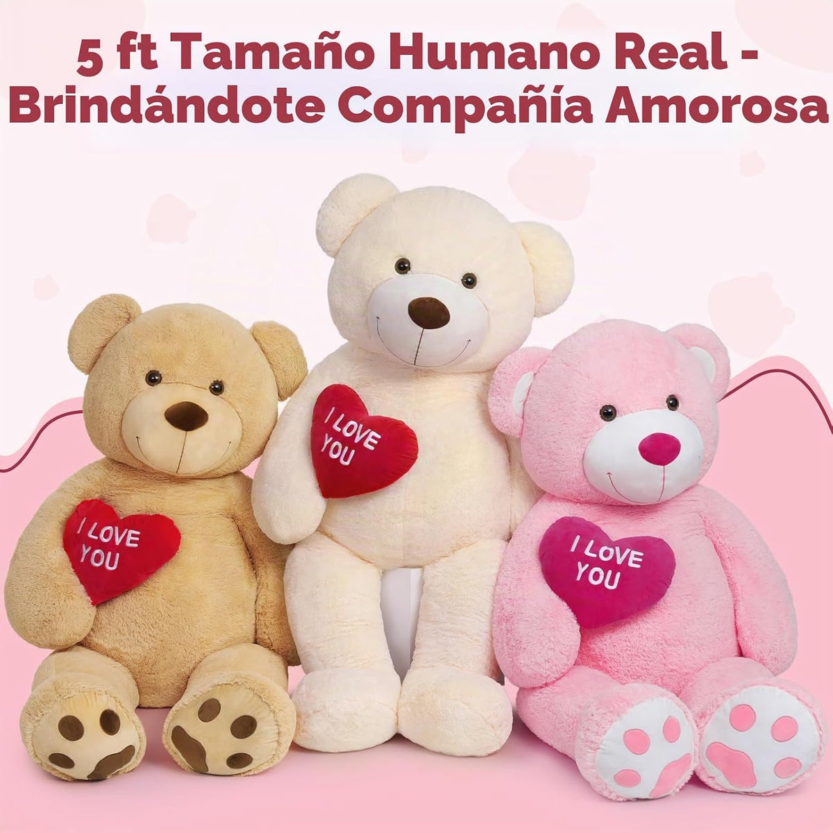 MaoGoLan Oso de peluche gigante de 5 pies \u2013 I Love You Corazón...
