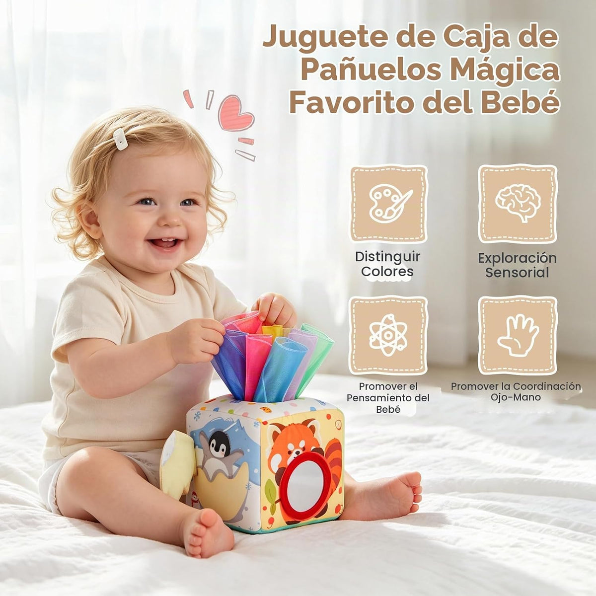 KILGICO Juguete de Caja de Pañuelos para Bebés de 6-12 Meses - Jugu...