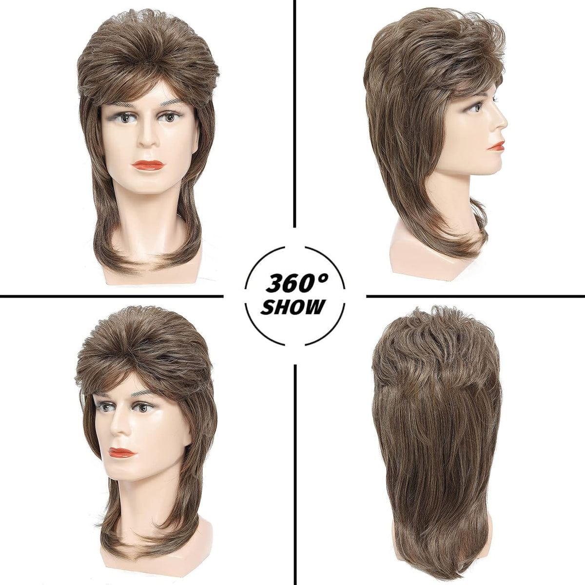 Traqur Pelucas Mullet para hombre, peluca de Joe Dirt Emo de los añ...