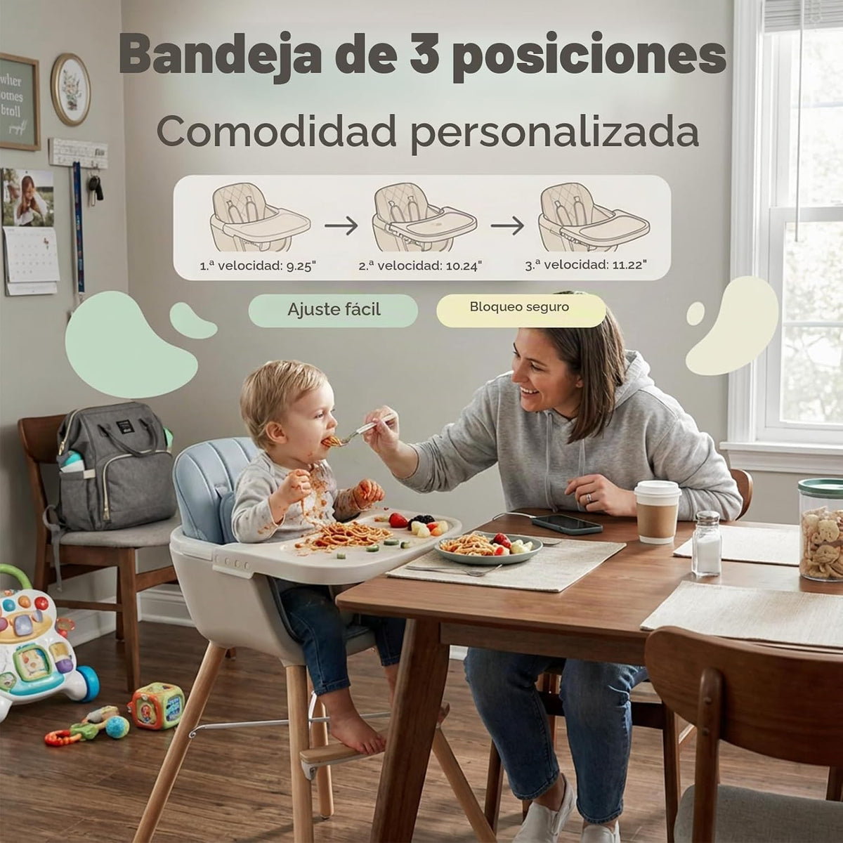 Mallify Silla alta de madera 3 en 1, sillas altas convertibles para...