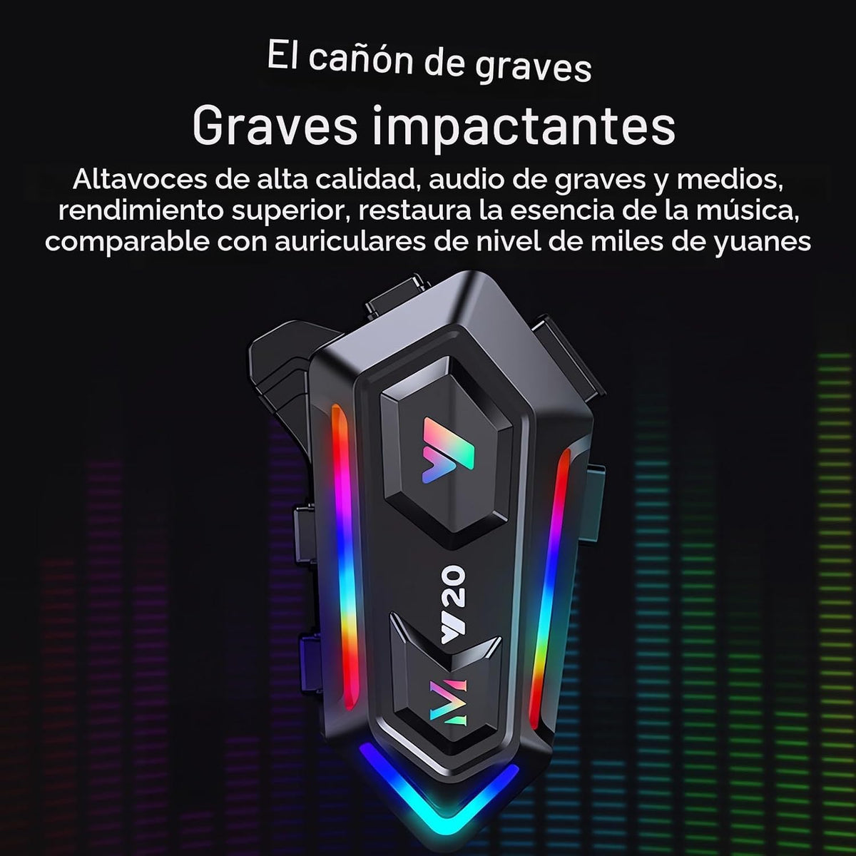 Auriculares para casco de motocicleta FEYA con 16 tipos de luces RG...