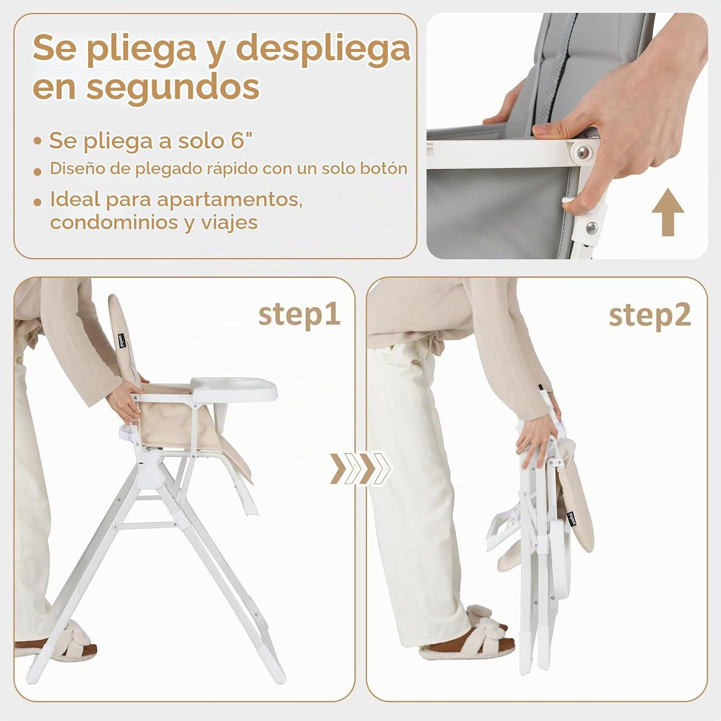 INFANS Silla alta para bebé, silla alta portátil plegable rápida pa...