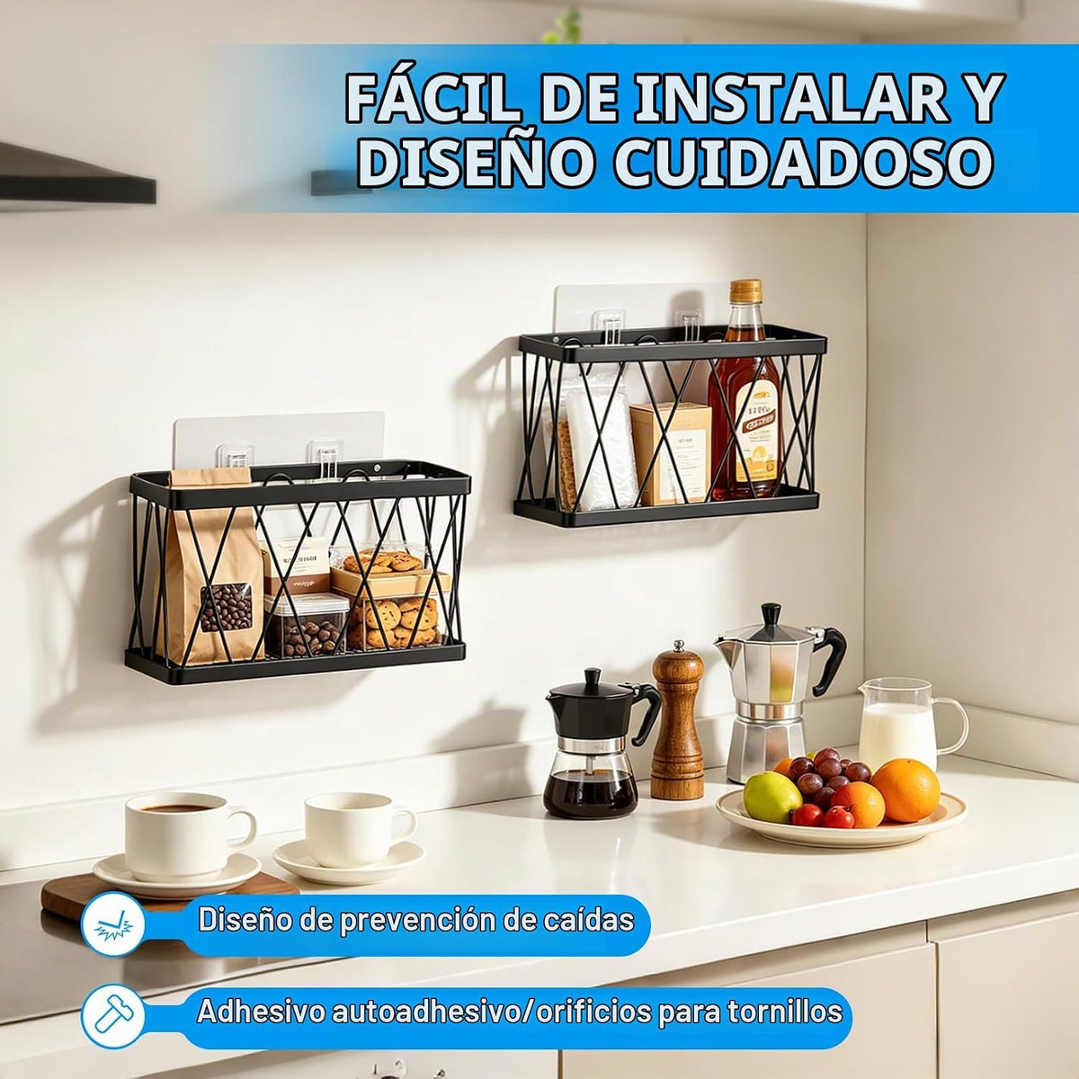 Paquete de 4 organizadores adhesivos para puertas de gabinete, sopo...