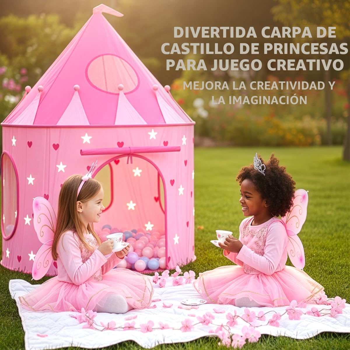 Playz Tienda de campaña de 5 piezas de Princess Castle Play para ni...