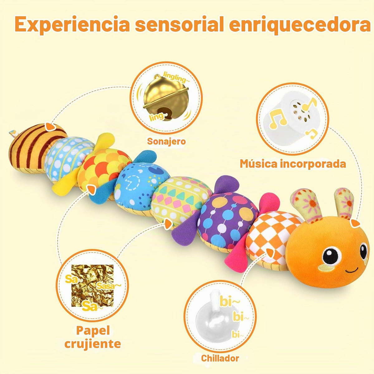 Juguetes sensoriales de oruga para bebés de 0 a 6 a 12 meses | Jugu...