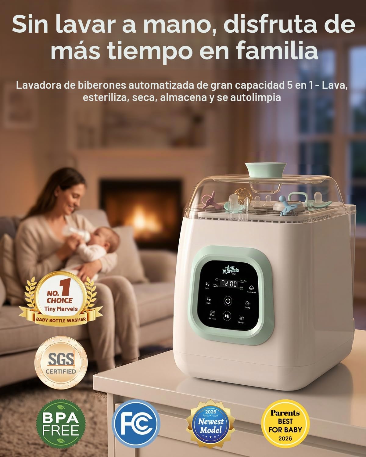 Tiny Marvels Lavadora, esterilizador y secadora de biberones todo e...