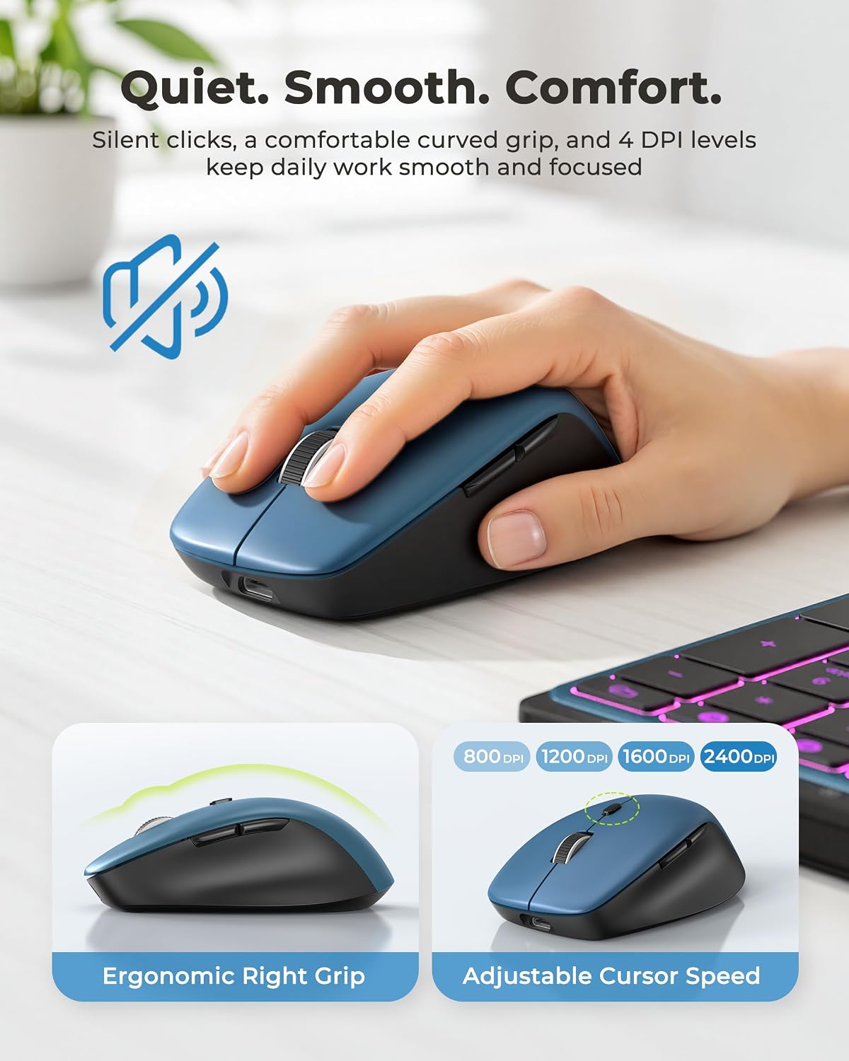seenda COE64-3 Pro Combo de teclado inalámbrico Bluetooth y ratón |...