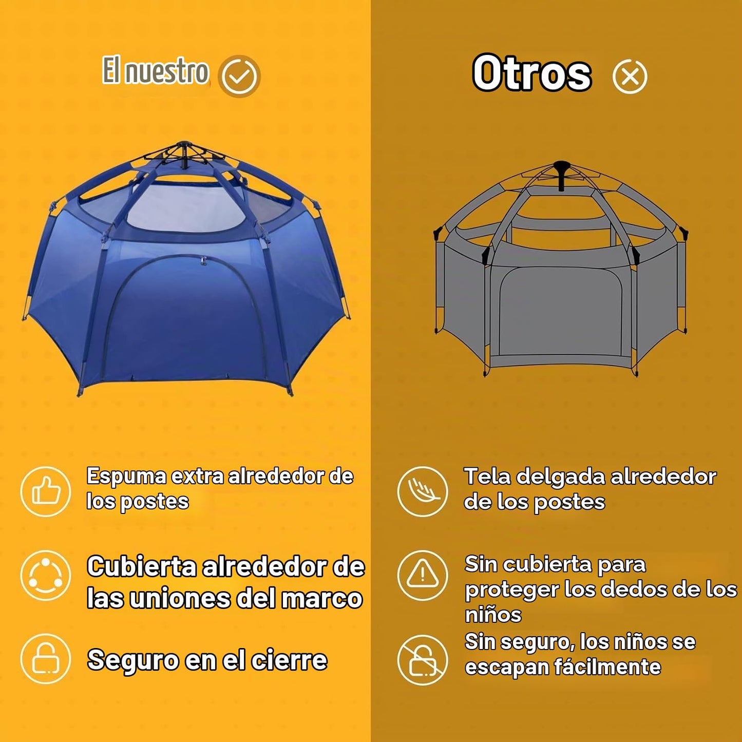 Alvantor® Corralito Pop Up de 84 x 84 x 44 pulgadas portátil para b...