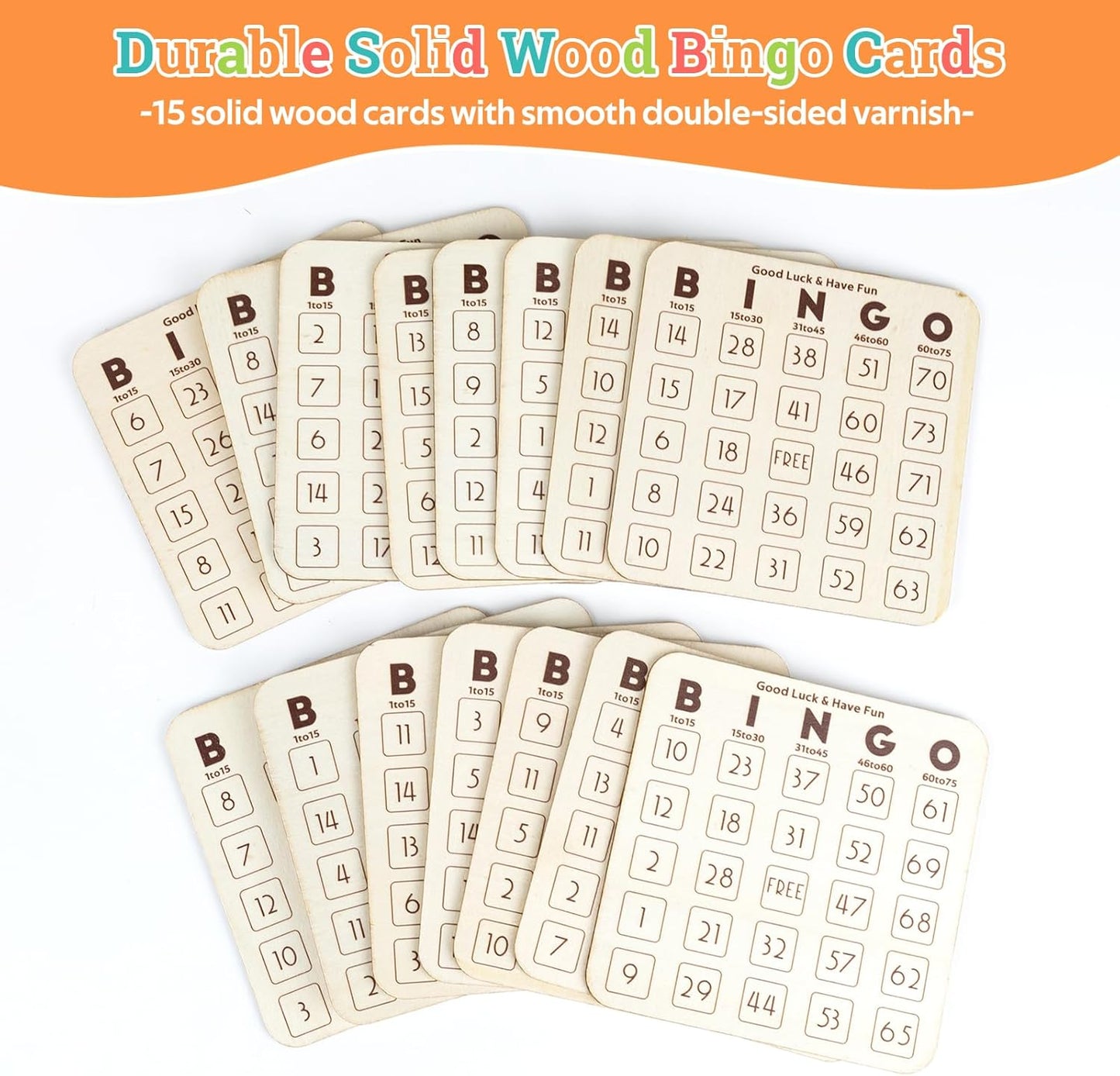 Extguds Juego de bingo de madera \u2013 Kit de bingo de lujo con ja...