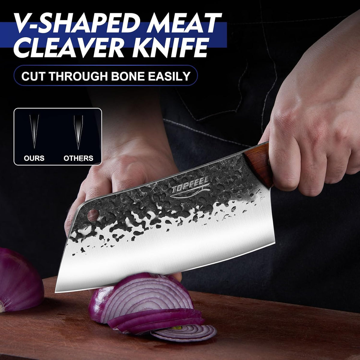 Topfeel Juego de 8 cuchillos de chef para carnicero y pescado, con...