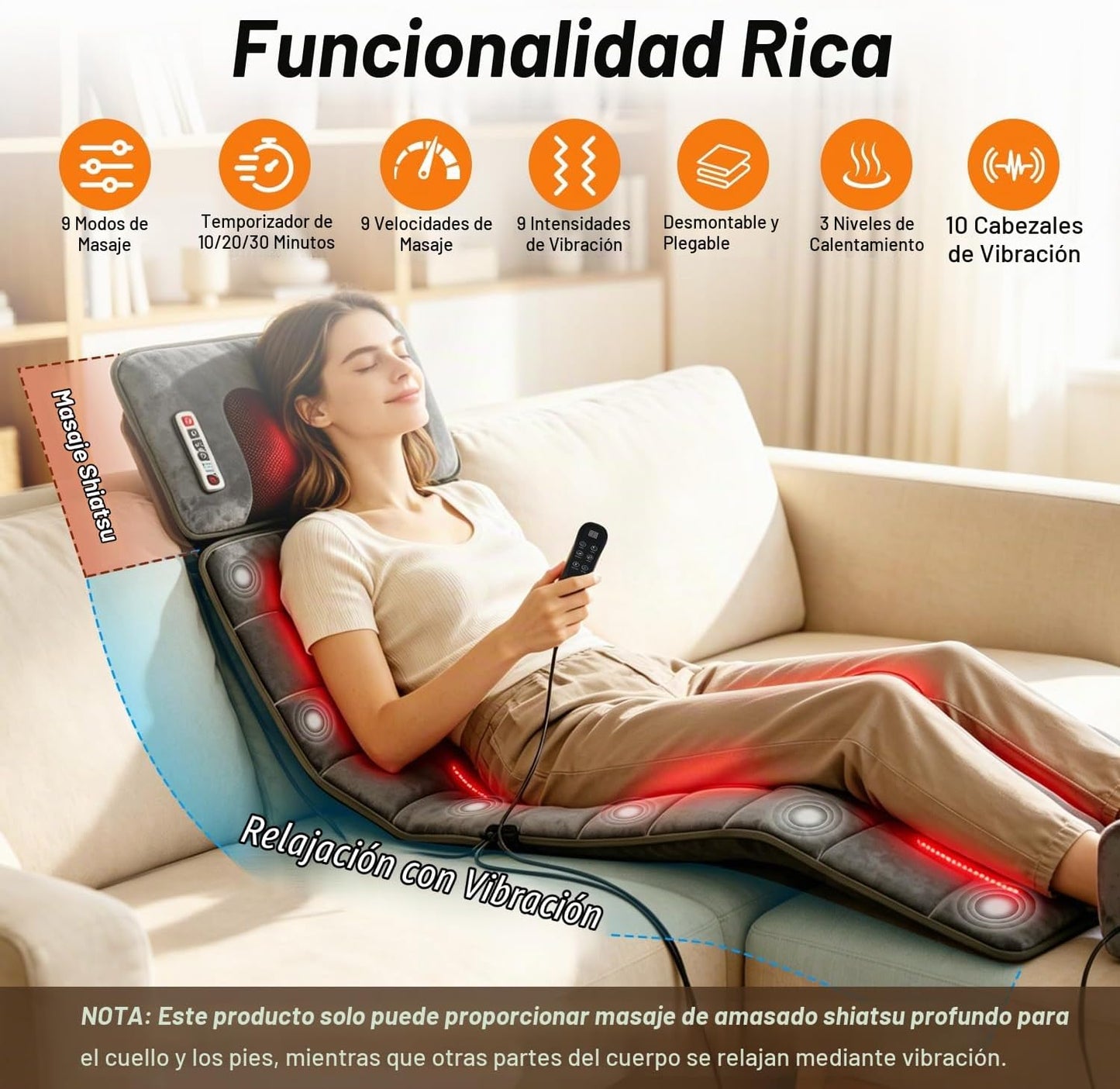 Roomark Alfombrilla de masaje de cuerpo completo con masajeador de...