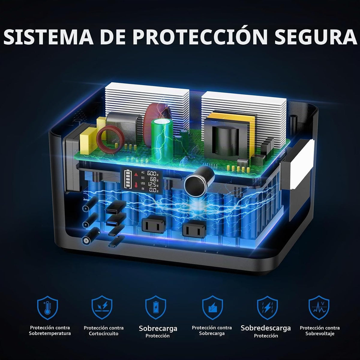 Estación de energía portátil de 600 W, batería de reserva powkey de...