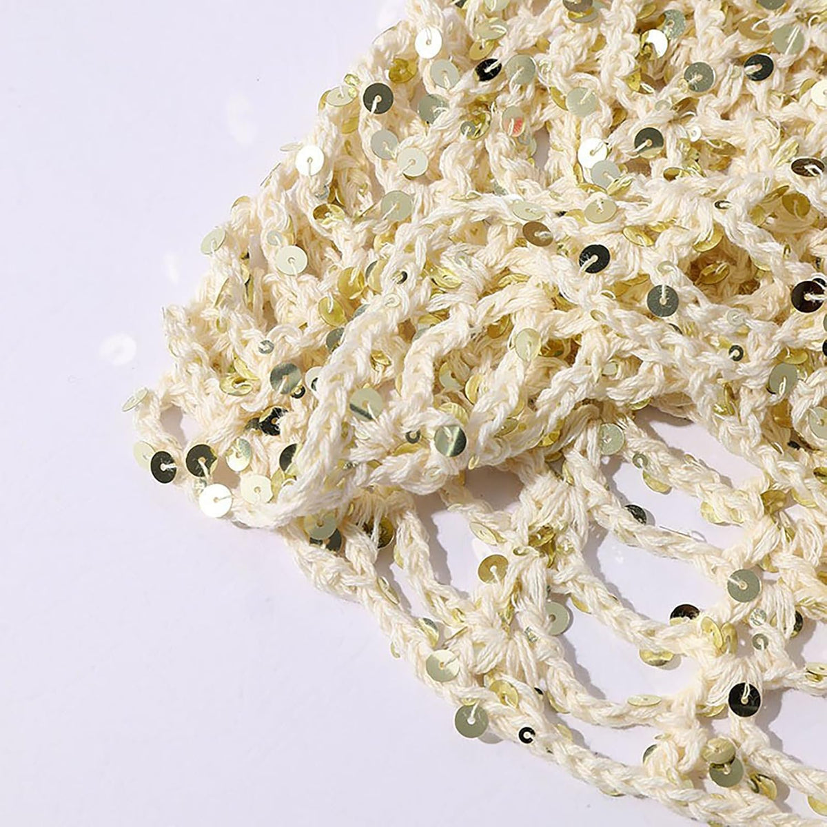 HENWASAI Gorro de ganchillo brillante para mujer con ribete de perl...