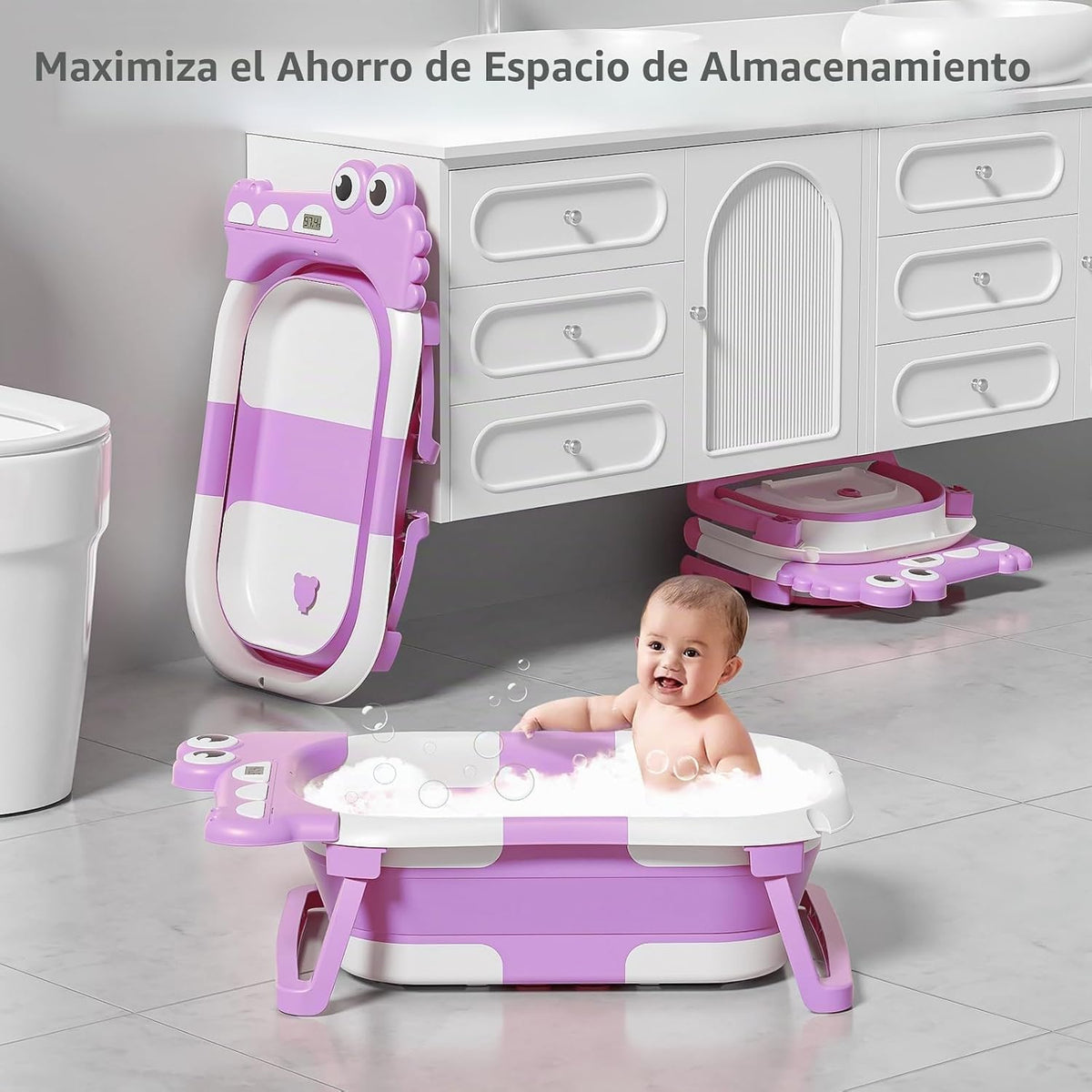 MoreFeel Bañera plegable para bebé recién nacido con termómetro y 1...