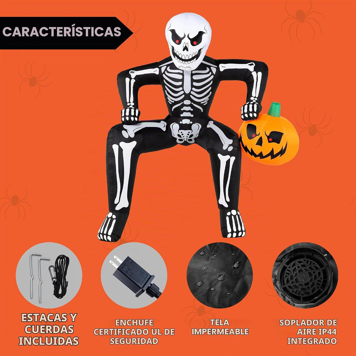 JOYIN - Esqueleto inflable de Halloween de 8.5 pies, esqueleto infl...
