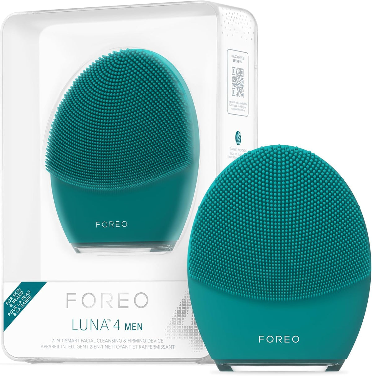 FOREO Luna 4 Cepillo de limpieza facial para hombre - Masajeador fa...