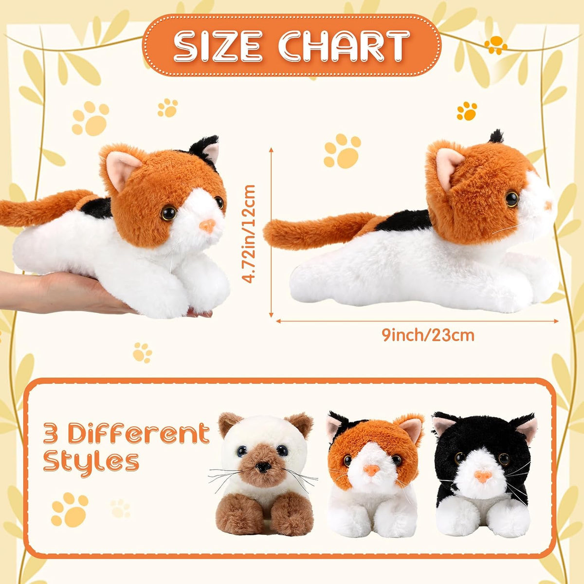 Harrycle 3 Piezas Animales de Peluche de Gato de 9 Pulgadas Regalo...