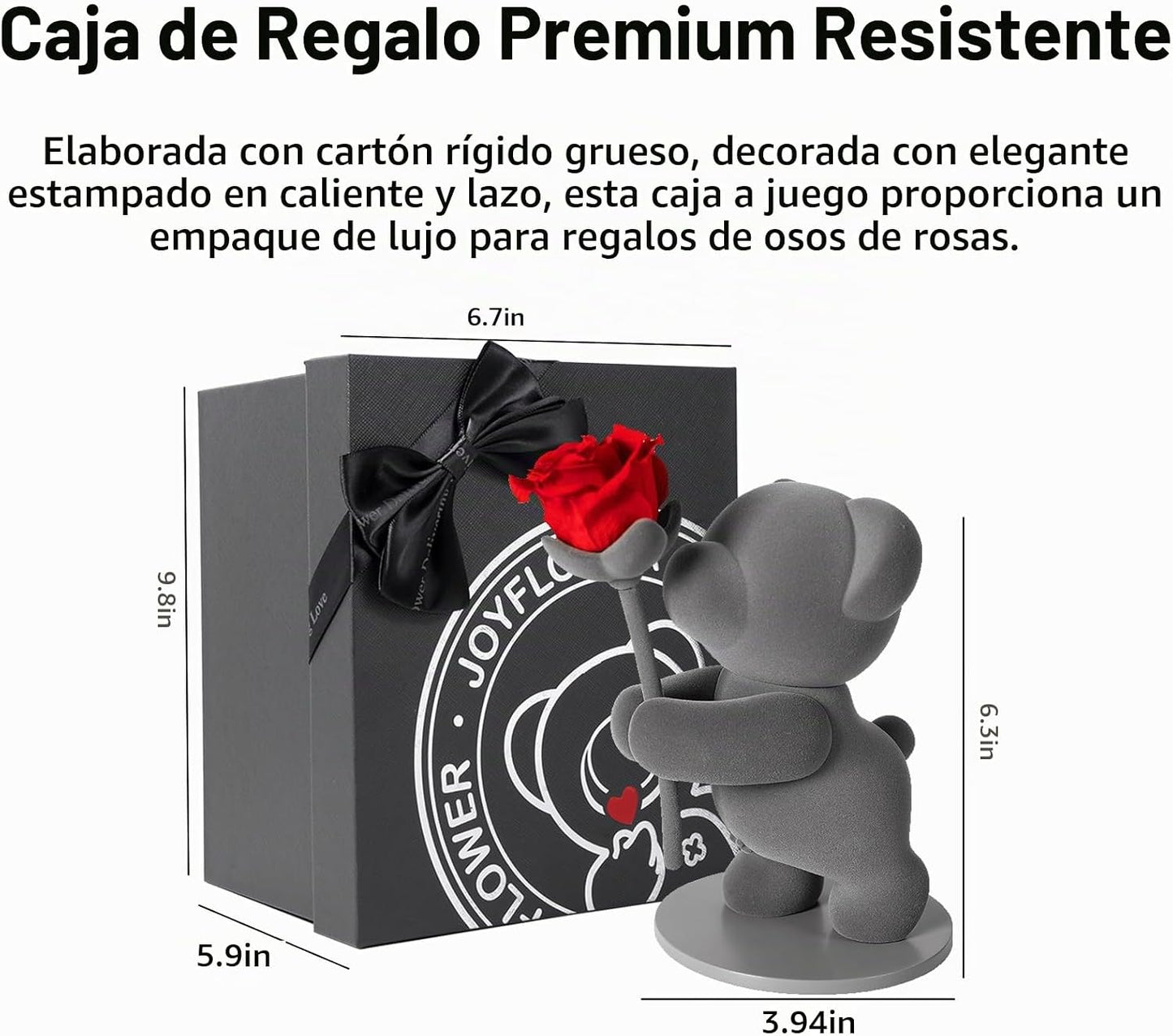 JoyFlower - Flores preservadas con lindo oso de peluche, regalo rom...