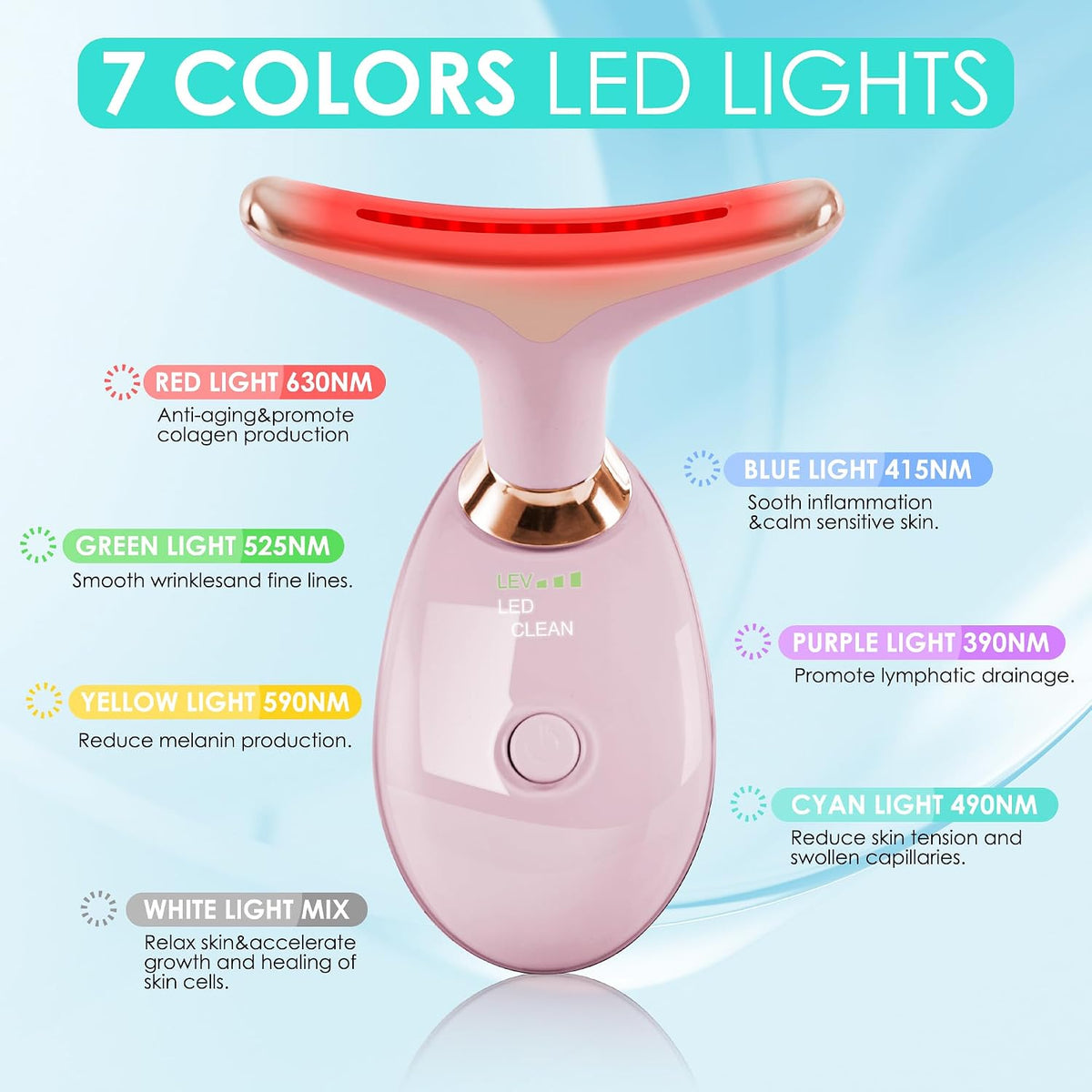 Doset - Masajeador con terapia de luz roja para rostro y cuello, va...