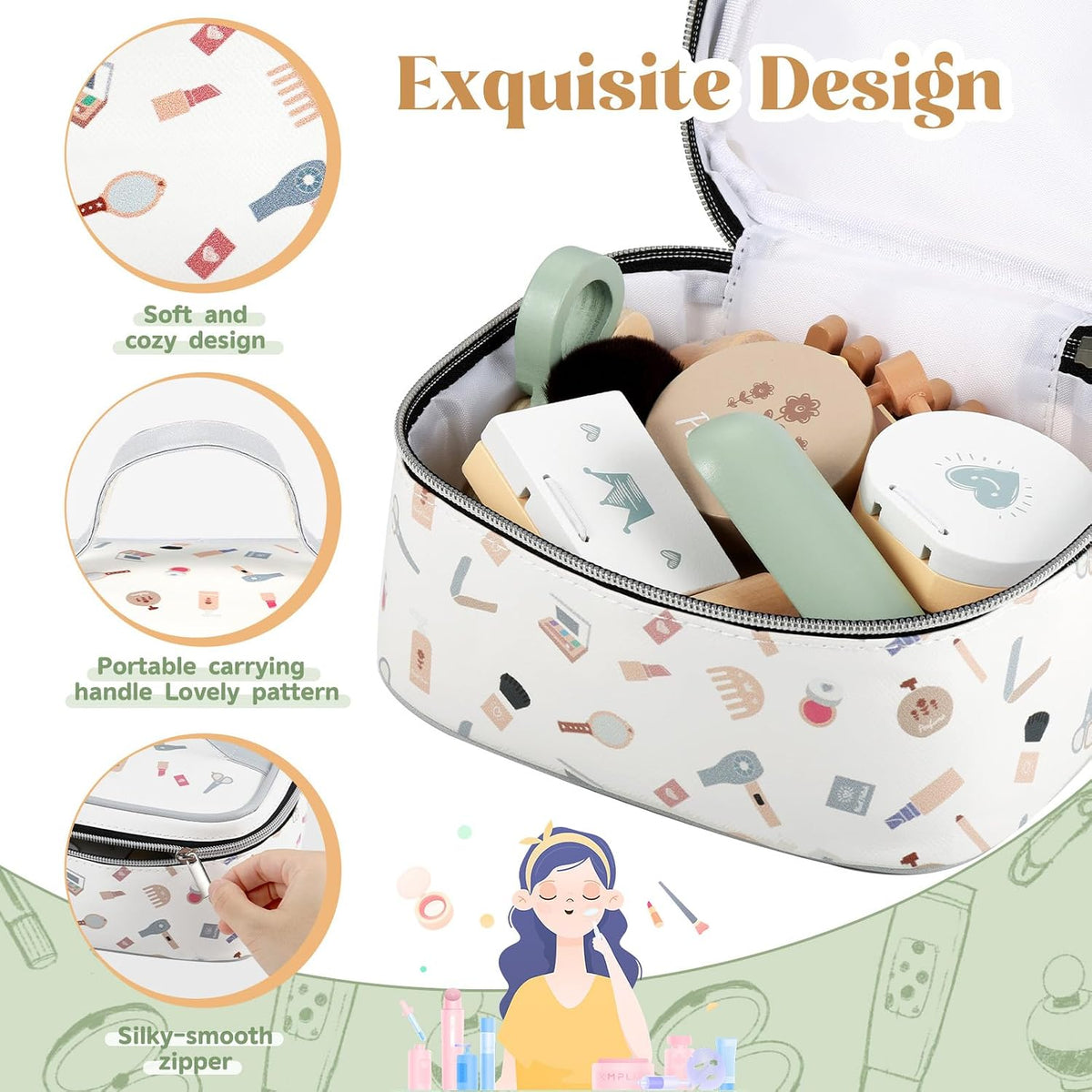 GAGAKU Juego de juguetes de maquillaje de madera para niños pequeño...