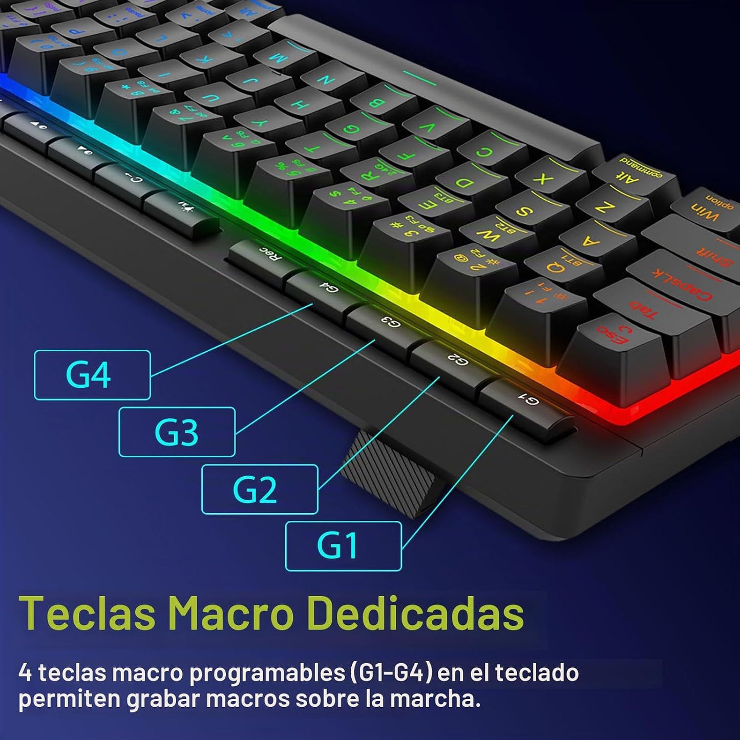 Redragon Teclado Gaming Inalámbrico Portátil, Bluetooth\/2.4GHz\/US...