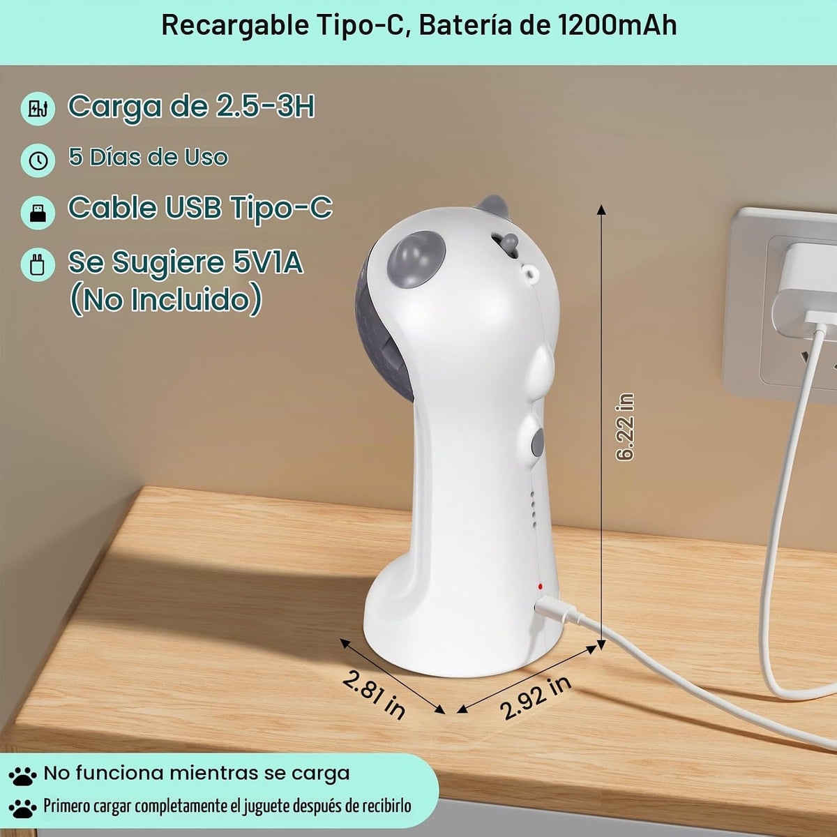 TBTeek Juguete automático para gatos con luz verde, 5 patrones dive...