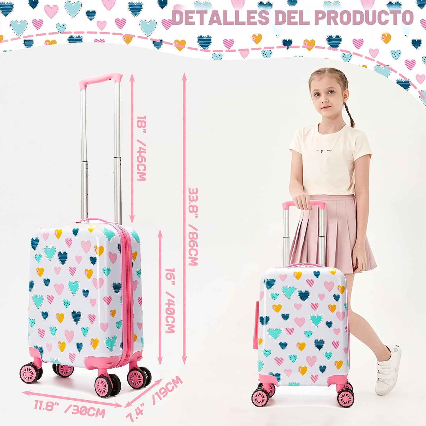 Juego de equipaje para niños Esteemly 5 piezas Juego de maletas 16&...