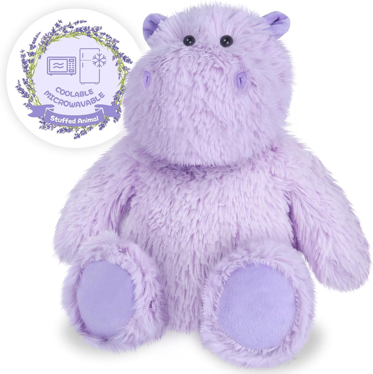 SuzziPals Hipopótamo púrpura de peluche, almohadillas térmicas para...