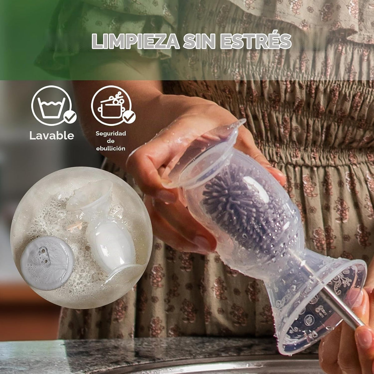 haakaa Extractor de leche de silicona y tapa de silicona (lavanda)...