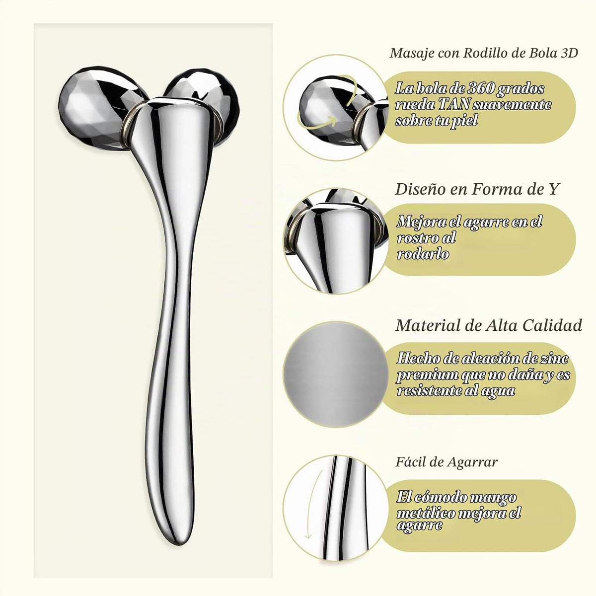 Tekson Rodillo de masaje facial de metal 3D, escultor facial para r...
