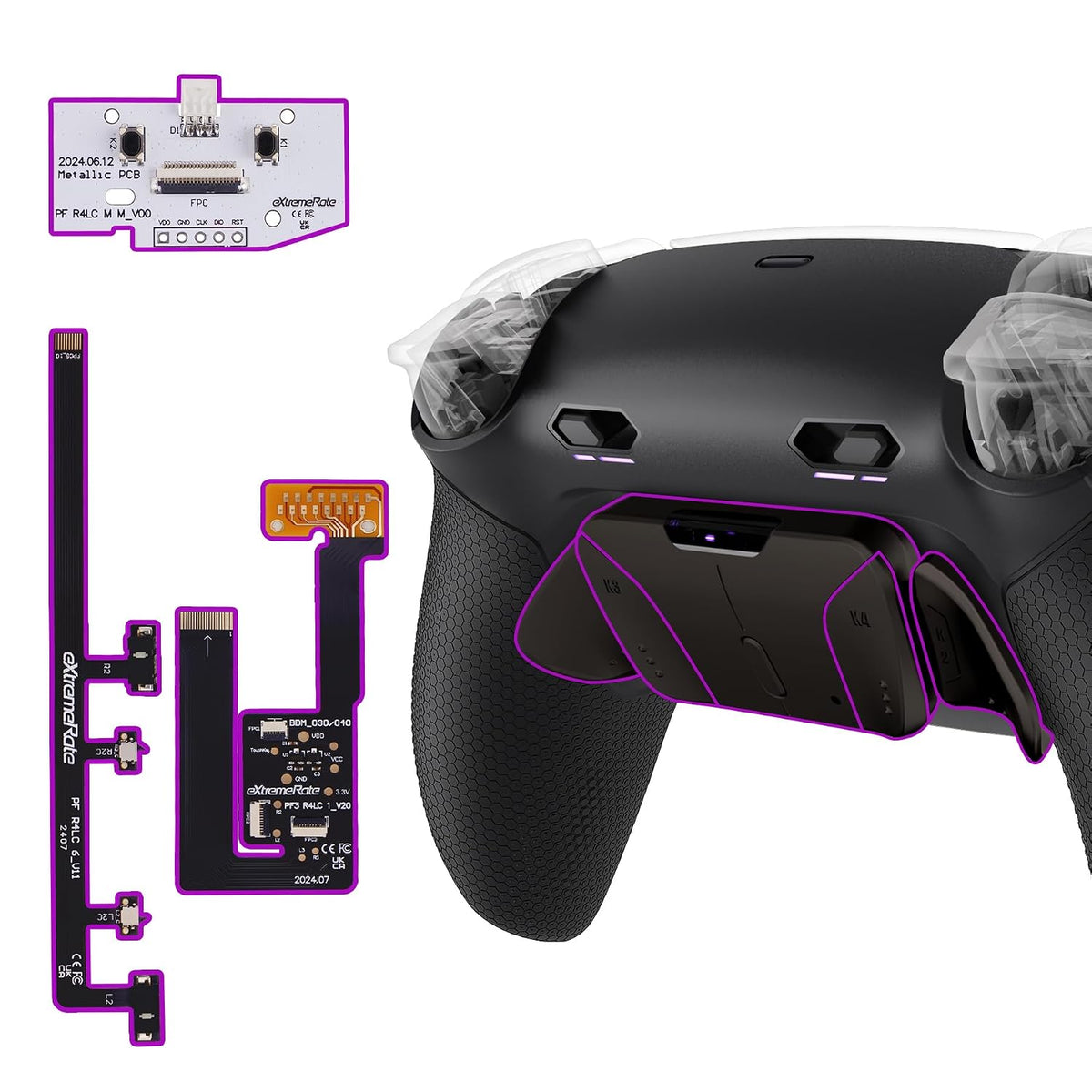 eXtremeRate RISE4 Plus MAX RMB Kit de paletas traseras con topes de...