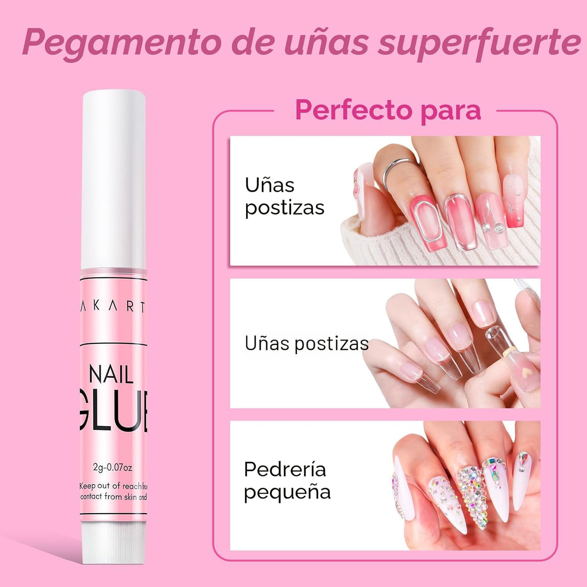 Makartt Pegamento de uñas súper fuerte para uñas acrílicas a presió...
