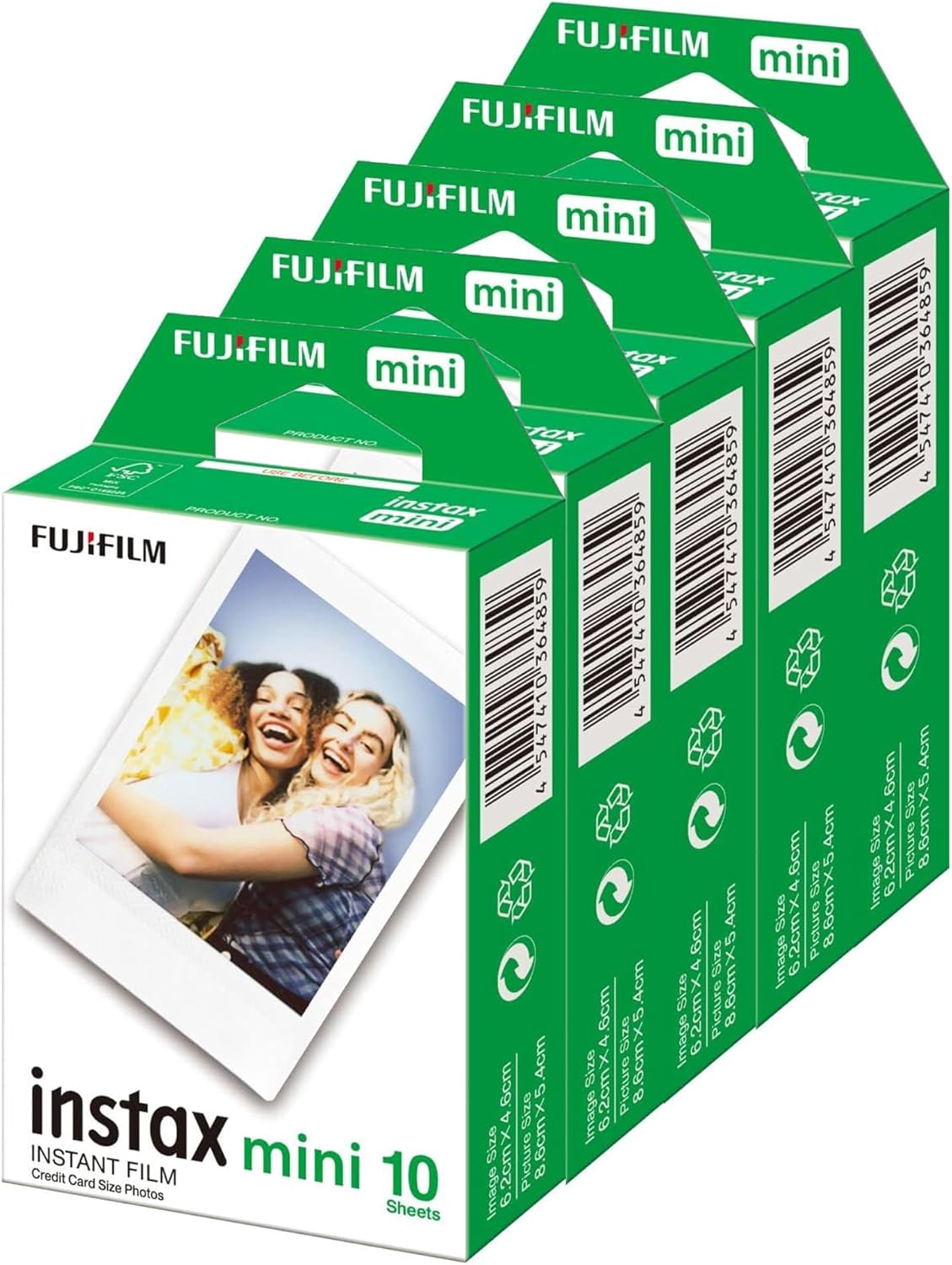 Fujifilm Mini Película Instantánea, 10 Hojas × 5 Paquetes (Total 50...