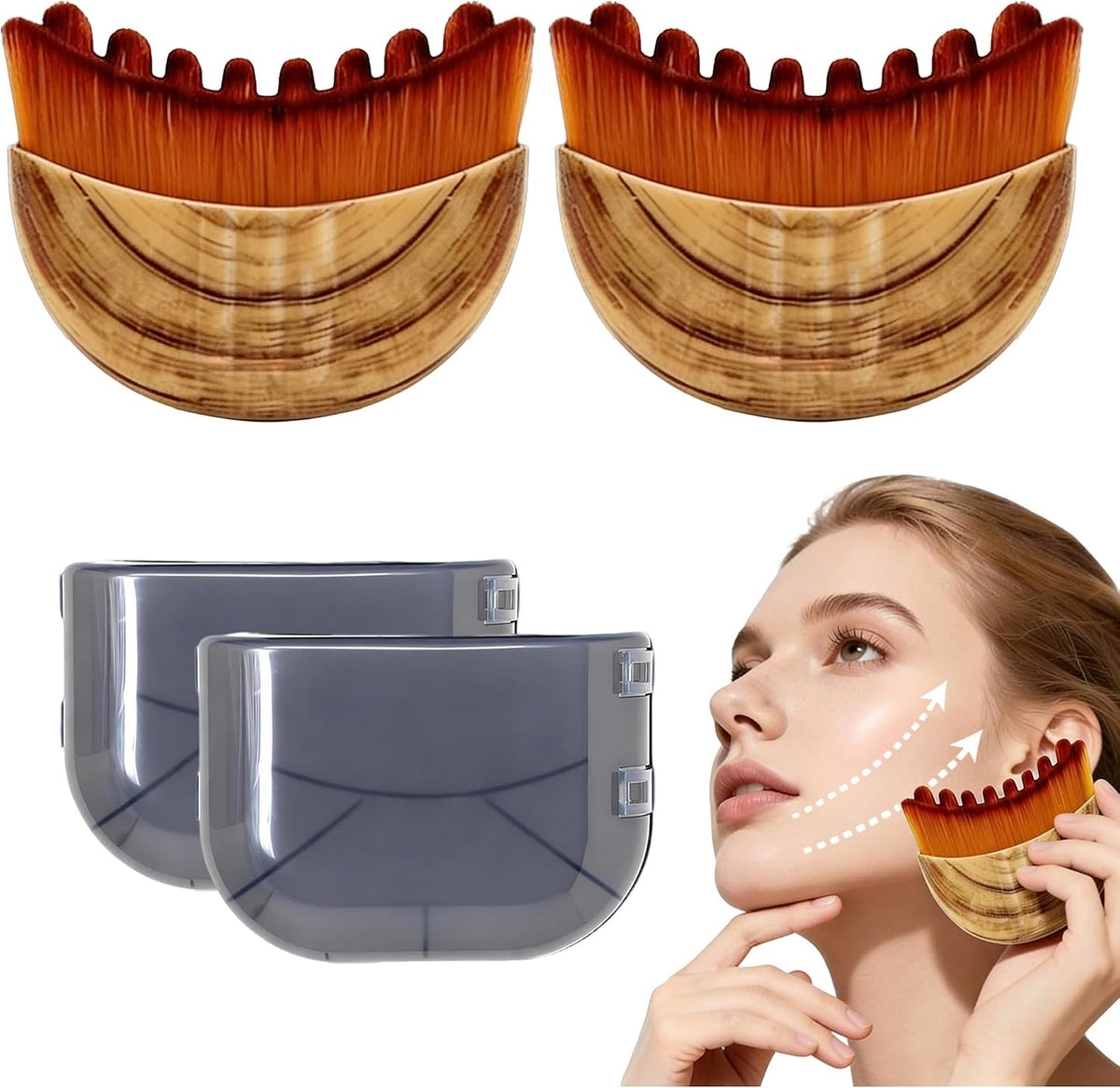 Cepillo facial de contorno linfático (2 unidades), masajeador de dr...