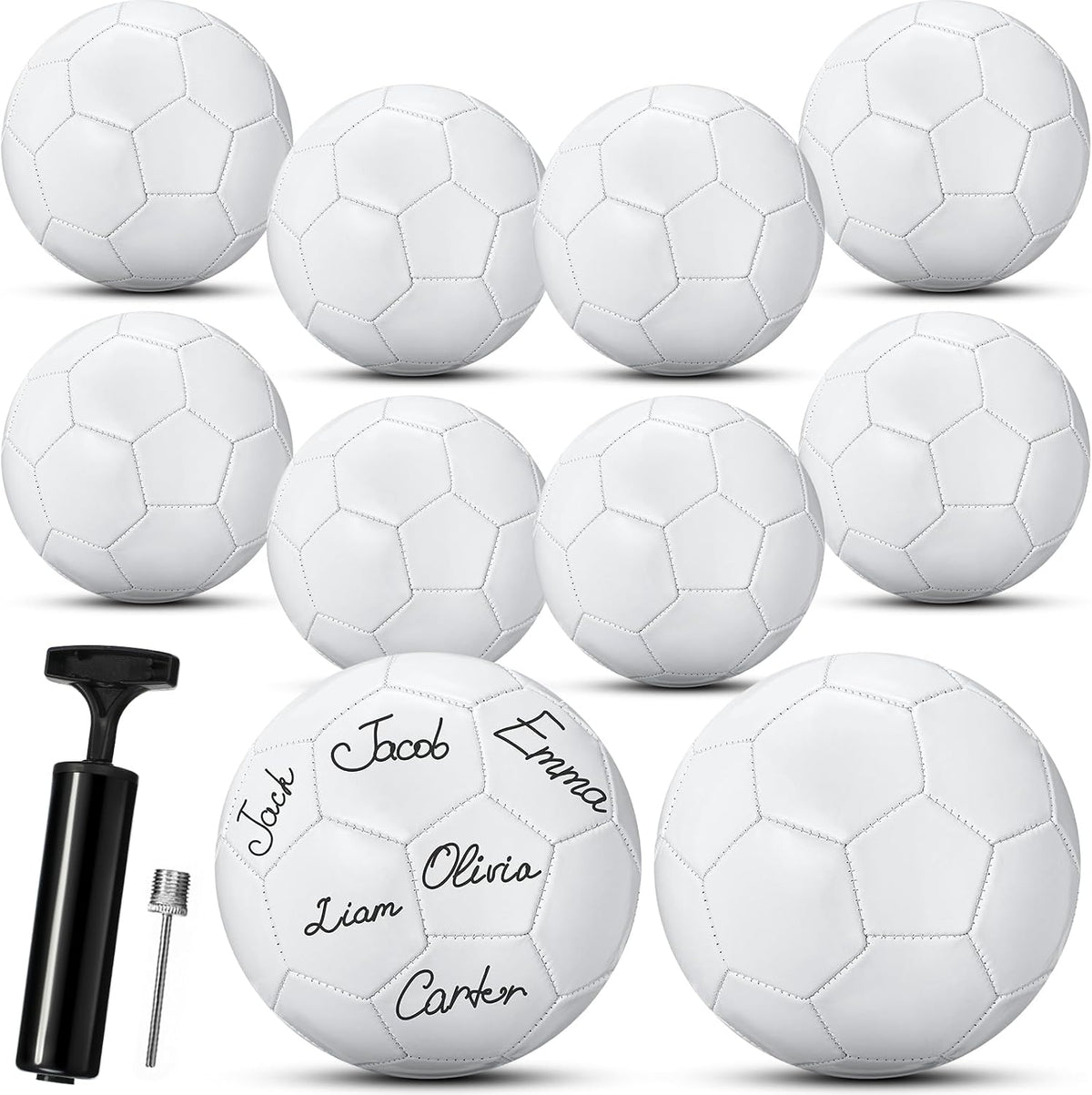 Jexine Balón de fútbol blanco blanco liso blanco donación caridad c...