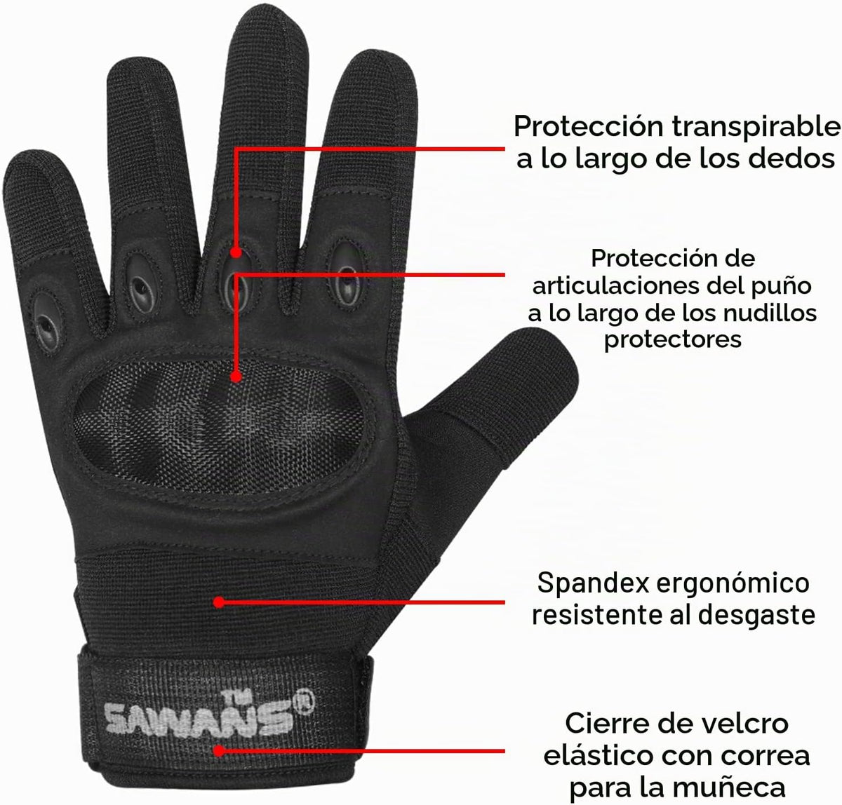 SAWANS Guantes de moto deportes de motocicleta dedo completo ATV eq...