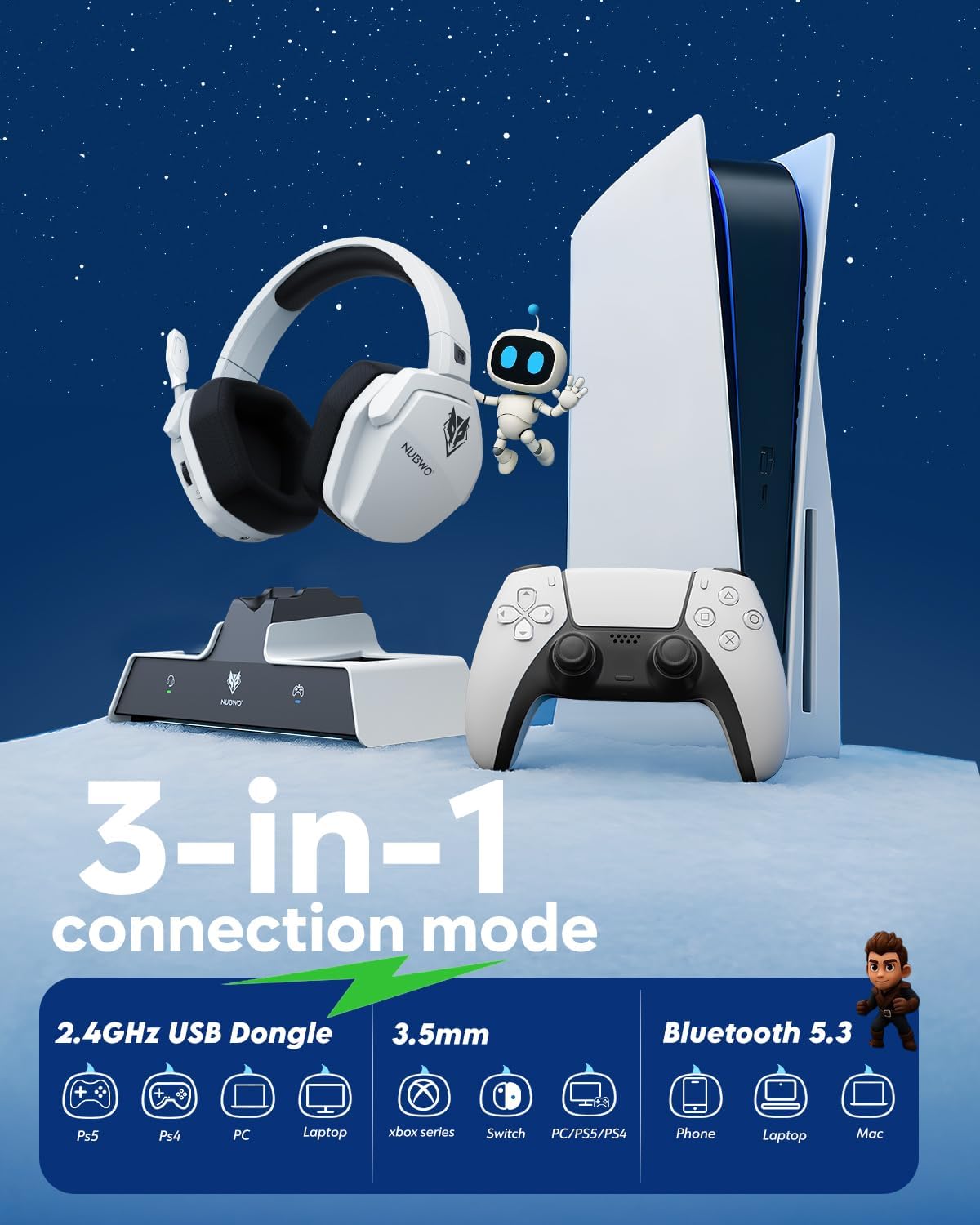 NUBWO G06 Pro Auriculares inalámbricos para juegos con estación de...