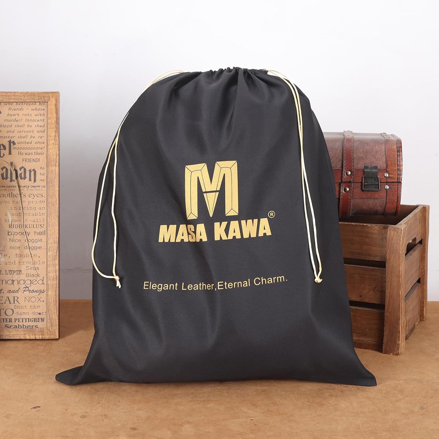 Masa Kawa Bolso de mano de cuero negro para computadora portátil de...