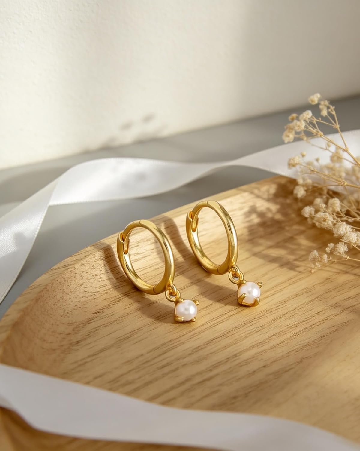 Aretes de ópalo chapados en oro de 14 quilates para mujer, aretes d...