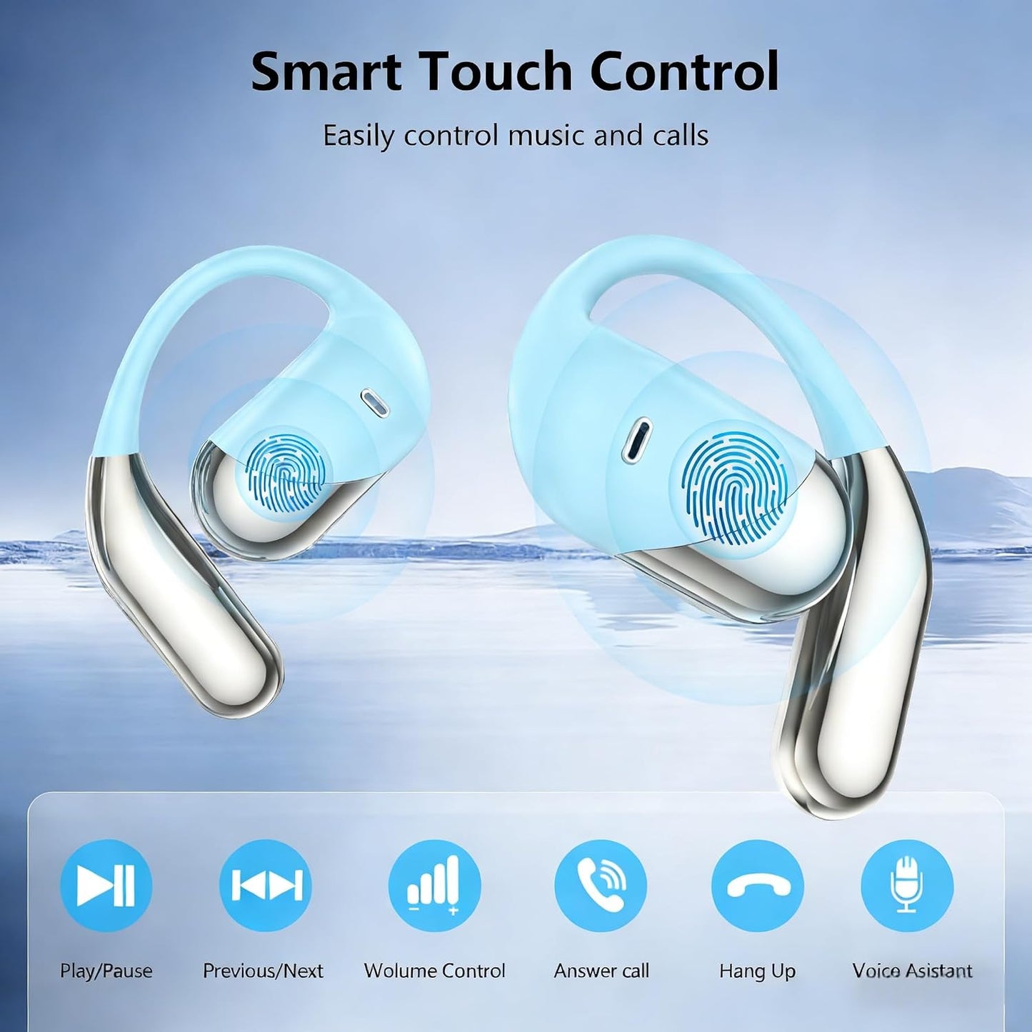 Aurotlu Auriculares inalámbricos de oreja abierta, micrófono integr...