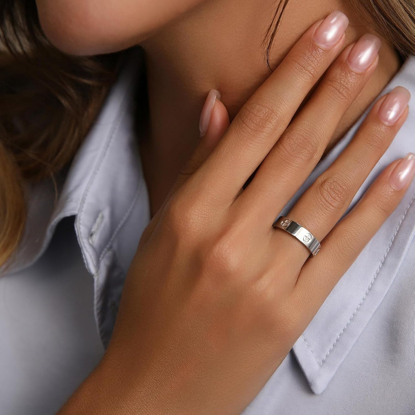 PDWZNBA Anillo de amistad de amor de acero inoxidable chapado en or...