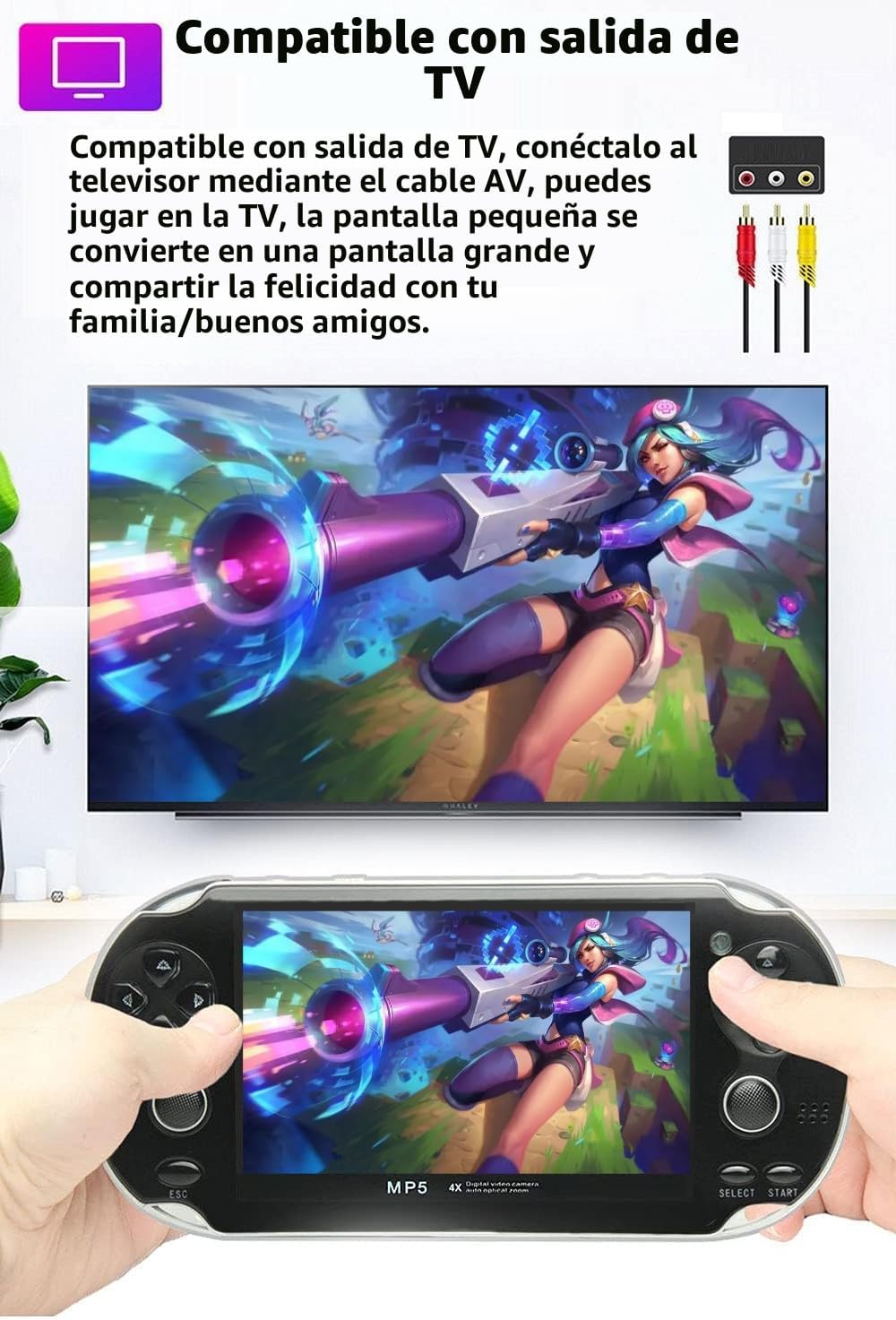 CZT Consola de juegos portátil de 4.3 pulgadas, doble joystick de 8...