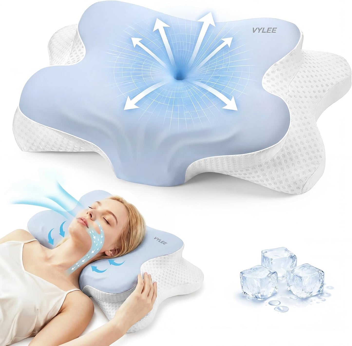 VYLEE Almohada cervical para el cuello para aliviar el dolor, almoh...