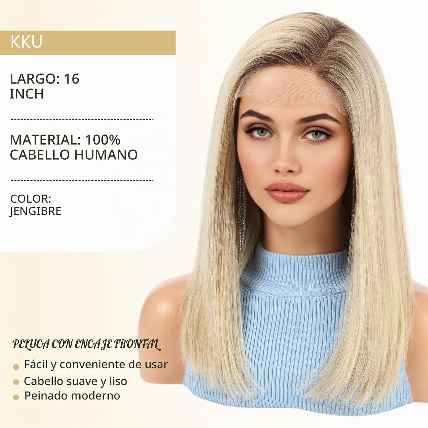 Wear but free KKU - Peluca de cabello humano 100% humano, pelucas d...